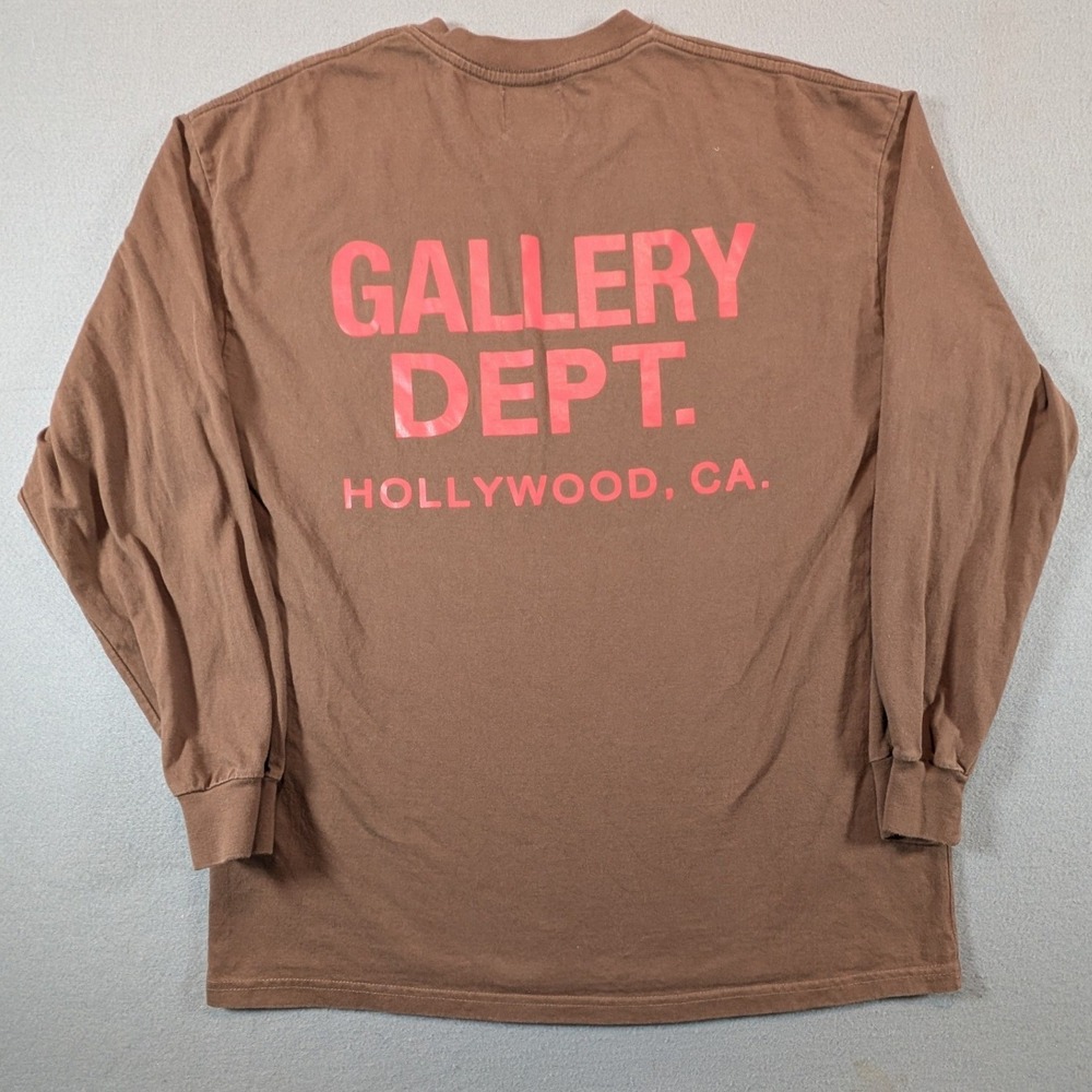 Gallery Dept Long Sleeve T Shirt Mens XL Brown Hollywood CA Logo